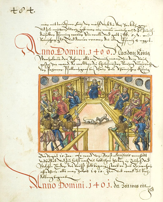 Die Absetzung König Wenzels; Christoph Silberysen, Große Schweizerchronik, um 1600