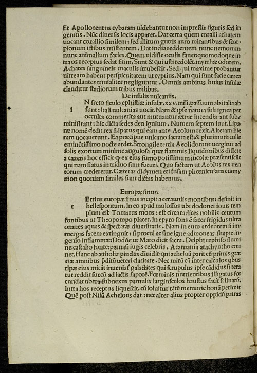 Textseite aus: Gaius Iulius Solinus Polyhistor, sive De mirabilibus mundi, Venedig: [Johannes Rubeus], 10. März 1498