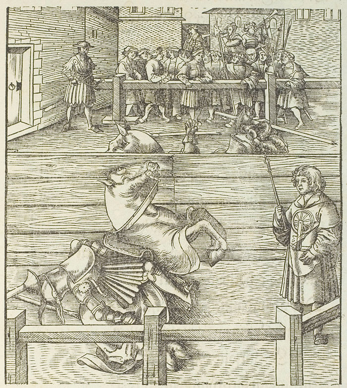 Holzschnitt: Die geverlichkeiten und eins teils der geschichten des loblichen streitbaren und hochberümbten helds und Ritters Tewrdannckhs