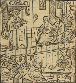 Zeichnung einer Lutherpredikt (Titelblatt einer digitalisierten theologischen Schrift)