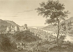 Ansicht des Heidelberger Schlosses aus: Graimberg, Carl von, Sammlung von Ansichten des Schlosses und der Stadt Heidelberg in Tuschmanier